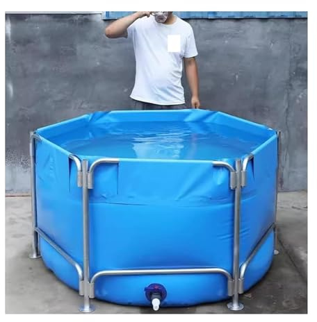 EBZFASO Piscina Fuori Terra, Piscina for laghetto for Pesci in Tela con Telaio in Acciaio, for la Cultura Koi e Il Nuoto(1.5x1m)