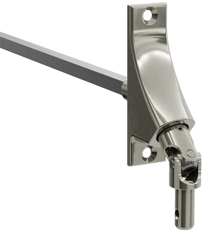 DIWARO.® | Rolladen Gelenklager G075, 90 Grad Umlenkung, Grundplatte 22 x 85 mm mit 2 Befestigungslöcher, Kurbelzapfen Anschluss 9,9 mm, Antrieb zum Rolladengetriebe 8 mm Vierkant