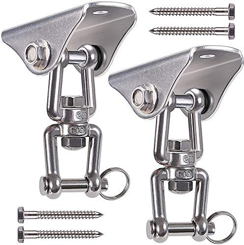 BeneLabel 2pcs Heavy Duty Swing Hanger, Hammock Ceiling Hook 360 Swivel Hanging Chair Bracket with Safety Buckle Hardware Set for Wood Yoga Rope/Aerial Hoop/Punching Bag Suspension Kit,1600lbs
