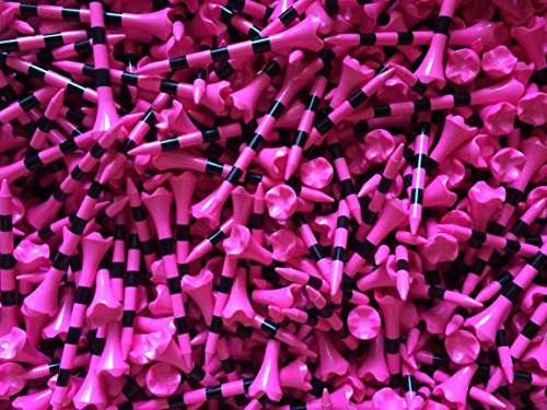 Pride Golf Tee Performance Plastic Golf Tees - 100 Count, 2-3/4 Inch - Citrus Pink - Striped for Consistency
