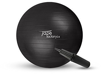 Tapefactory24 Gymnastikball und Pumpe (Gewählte Variante: Schwarz, 85cm) - Hochwertiger Sitz- und Fitnessball von 55 cm bis 85 cm Durchmesser Größen erhältlich