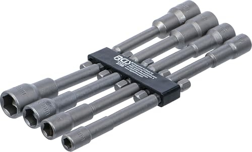 BGS 2759 | Steckschlüssel-Einsätze Sechskant | für Bohrmaschinen | 8-tlg. | extra lang | Antrieb Außensechskant 6,3 mm (1/4) | SW 6 - 13 mm | Länge 100 mm | mit Haltemagnet | Chrom-Vanadium-Stahl