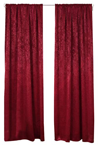 WOLTU 2er Set Gardinen Vorhänge Blickdicht mit Kräuselband, 250g/m² Schwere Verdunklungsvorhänge Thermovorhang Kälteschutz Damast Optik lichtdicht für Wohnzimmer Schlafzimmer, 135x225 cm Bordeaux