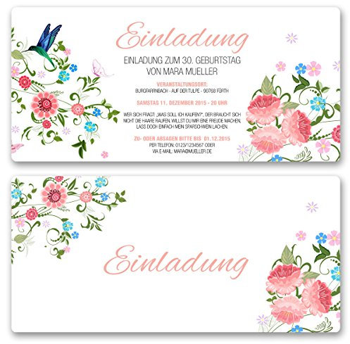 (10 x) Einladungskarten Geburtstag Blumen Geburtstagseinladungen Karte Einladungen