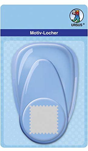 Ursus 19450060 - Motivlocher mit Hebel maxi, Briefmarke, blau, ausgestanztes Motiv ca. 50,8 mm, aus Kunststoff mit Metallstanze, geeignet für Grammaturen von 160 - 220 g /qm