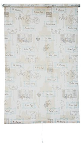 Sunlines HWA10604 Springrollo Dekor Paris, Tageslicht, PES, beige / weiß, 122 x 180 cm