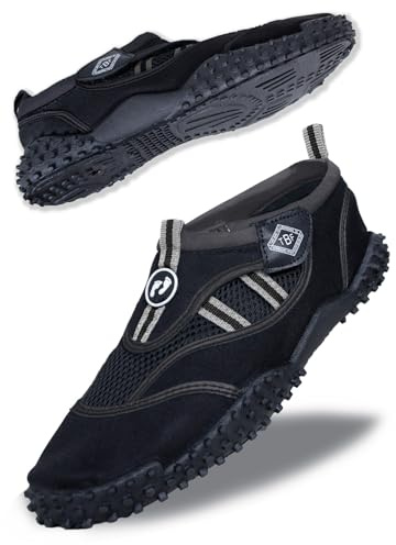 Two Bare Feet Rockpool Aqua Shoes – Lightweight, Quick-Drying Water Shoes for Men, Women & Kids – Perfect for Beach, Pool, Water Sports, and Outdoor Activities (Black (Rockpool), UK8