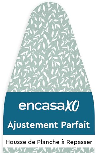 Encasa XO Funda Tabla de Planchar, Ajustable 49x15 Folleto Verde | Acolchado de Fieltro de 3 mm | Ajuste con Cordón | Resistente a Quemaduras | Superficie de Planchado Suave