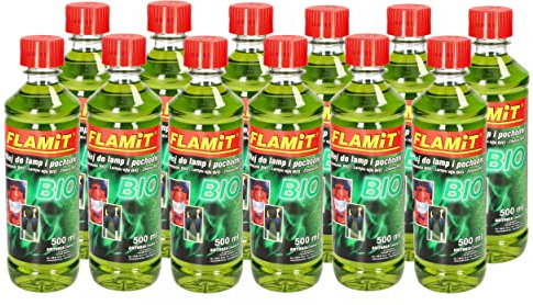 KOTARBAU® Lot de 12 flacons à pétrole pour lampes à huile 500 ml d'huile pour torches de jardin (vert bio)
