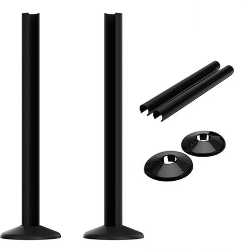 Towel Rail Radiator Pipe Covers & Collars in Black, White, Chrome & Anthracite *Just Snap It* (200mm Black Pipe Covers and Collars)