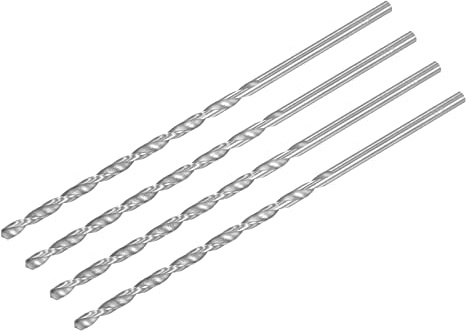 sourcing map HSS (Hochgeschwindigkeitsstahl) extra lange Spiralbohrer, 4,5 mm Bohrerdurchmesser 160 mm Länge 4 Stück