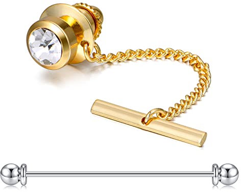 Rajnard Kragenstange Pin Krawattennadel Krawattennadel Clip auf Krawatte Kupfer Silber Gold Krawatte Kragennadel für Männer 2Pcs