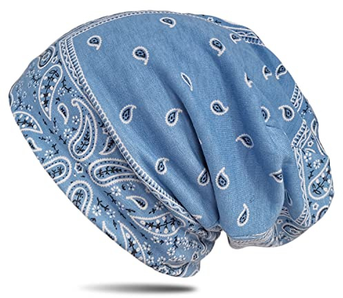 WANSSY® Damen Herren Unisex Uni Farbe Beanie mit Färbemuster Federmuster Fashion Einheitshröße Kopfbedeckung