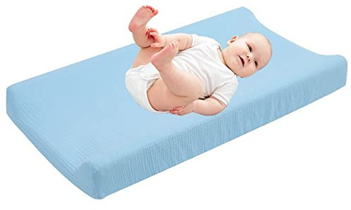 Bezug für Wickelunterlage, Asudaro Universal Wickelauflagenbezug aus Baumwolle Wickelunterlage Abdeckung Weich und Atmungsaktiv Baby-Wickelauflage Wickeltischauflage 81x 41x 13cm Blau