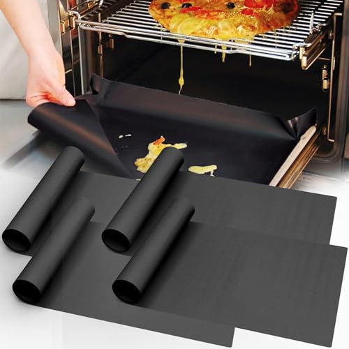 UBeesize 4 Pack Thickened Oven Liners for Bottom of Oven BPA & PFOA Free, Reusable 16x24 Inch Heavy Duty Non Stick Teflon Oven Mats, Fit Electric Gas Toaster Convection Microwave Ovens Grills
