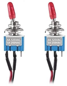 2 interruttori a levetta con cavo, 12 V, 24 V, 220 V, 230 V, 240 V/ON/OFF, universali, per auto, barca, elettrodomestici, nave, interruttore a levetta con filo, interruttore a bilanciere (2)