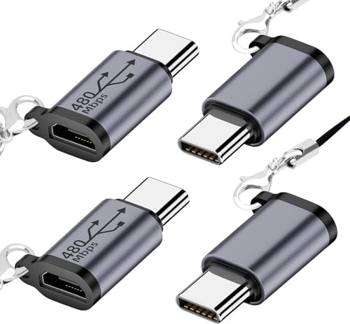 Seminer Adaptateur Micro USB vers USB C (4 Pack), Adaptateur Type-C Mâle vers Micro USB Femelle Supportant la Synchronisation de Données Compatible avec Samsung Galaxy S8/S8+, Google Pixel 3/2