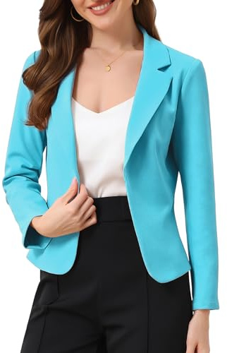 Allegra K, Blazer casual elegante aperto sul davanti, per ufficio e lavoro, casual, leggero ed estivo, corto