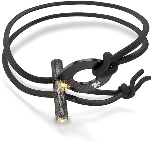 ODENWOLF Feuerstahl Outdoor Halskette - Firestarter Magnesium als Anhänger - Feuerstahl Klein ideal geeignet für Survival und Bushcraf Aktivitäten - Feuerstein Survival als Schlüsselanhänger