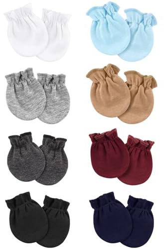 DRESHOW Moufles pour Bébé Nouveau-né Gants pour Nourrisson Gants en Coton Sans Rayures pour 0-6 mois