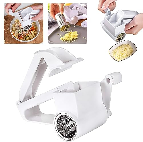 Rallador de queso parmesano, cortador de queso, alambre parmesano, rallador de ajos, zanahorias, queso, queso, rallador con manivela, color blanco