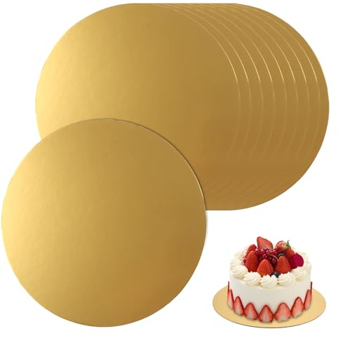 APACALI 10 Stück Cakeboard 30 cm Rund Gold, 2mm Tortenunterlage Gold für Transport Kuchen und Torten