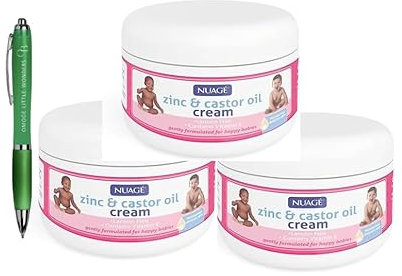 2Pack Zinc and Castor Oil Nappy Cream 400ml for Nappy Rash, Suitable For Newborn Calms Irritation, Redness, Soothes Protects Baby's Bottom & Omoge Branded Pen