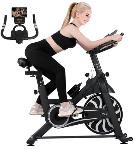 Panana Heimtrainer Indoor Cycling Fahrrad Stationär LCD-Display Herzfrequenzsensor Telefon-Tablet-Halterungen Flaschenhalter verstellbarer Höhe Fitness-Training Cardio-Workout Heimgebrauch