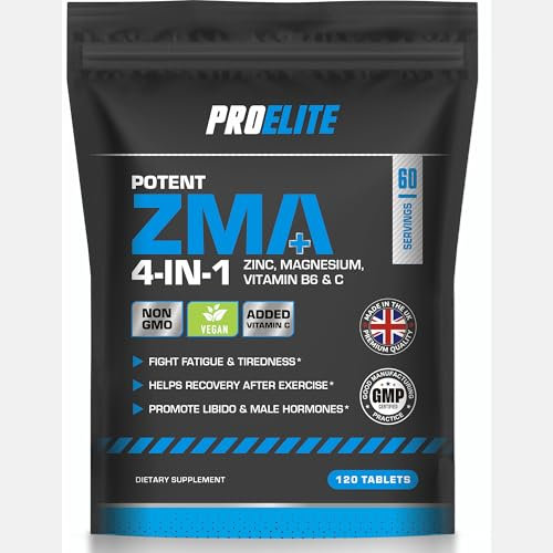 ProElite ZMA 120 Tablets | Vitamin B6, Magnesium and Zinc | Normal Muscle Function & Energy Yielding Metabolism | Muscle Growth & Sleep Support | Gluten Free Vegan PROELITE UK