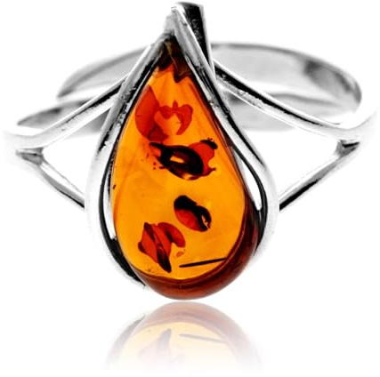 SilverAmber Jewellery UK G403 Bague réglable en ambre de la Baltique et argent sterling 925, Adjustable, Argent sterling, Ambre