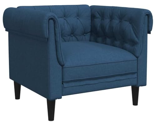 vidaXL Chesterfield Sessel, Polstersessel mit Armlehnen Rückenlehne Stützbeine, Loungesessel für Wohnzimmer, Clubsessel, Modern, Blau Stoff