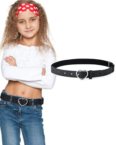 Coubeau Jungen Mädchen Elastischer Gürtel - Verstellbarer Schnallengürtel mit Leder für Kinder von 3-15 Jahren
