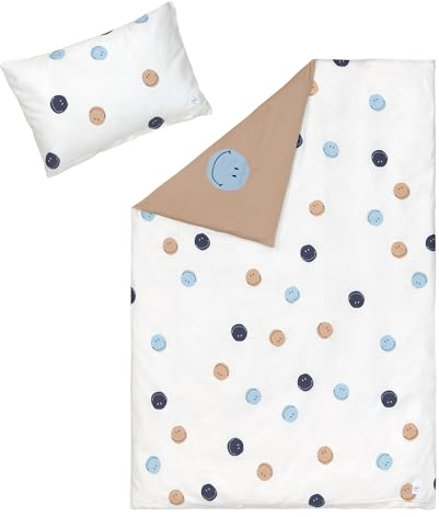 LÄSSIG Kinder Bettwäsche Set aus Bio Baumwolle GOTS zertifiziert 2-teilig/Bedding Set Smile milky/brown