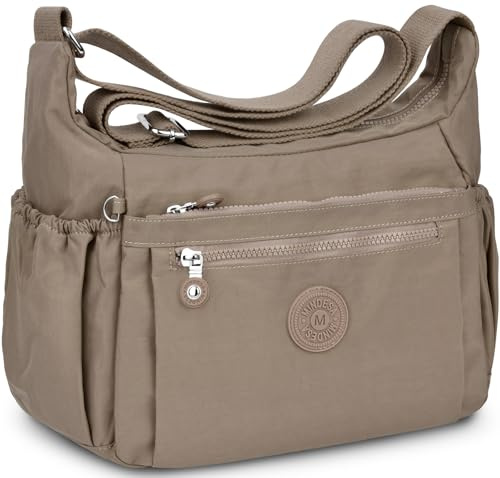 WACCET Bolso Bandolera Mujer Grande, Bolso de Hombro Nylon Impermeable con Correa Ajustable Bolsos Bandolera Mujer con Múltiples Bolsillos Bolso Crossbody Mujer Casual Ligero