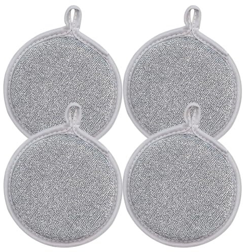 JUCHRZEY Trapos para Lavar Platos de Alambre Plateado de Doble Cara Limpiador de ollas Multiusos Trapos de Limpieza Esponja incorporada Alambre Plateado Trapos para Lavar ollas Herramientas