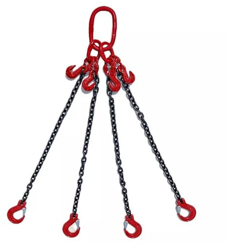 Grade 8 4-Leg Chain Sling 7MM With Sling Hook Lifting WLL 3.15T + Shorteners (3 Metre EWL)
