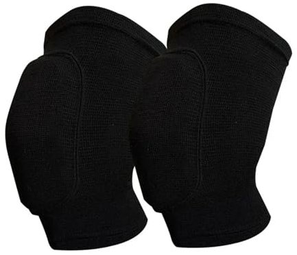 HEUchuan Knee Protectors 1Pair Sports Knee Pad Adults Kid Dance Knee Protector Elastic Thicken Sponge Knees Brace Support Gym Yoga Workout Training(Black,S)