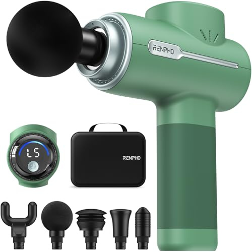 Massagepistole, RENPHO Active Massagepistole Massage Gun für Tiefes Gewebe, Rücken Massagepistole Massagegerät mit USB C Aufladung zur Muskel Massage Entspannen, Bestes Geschenk für Familie, Grün