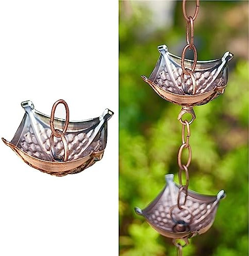 WDSOPK Regenkette, schneidbare Fallrohr-Regenketten, Retro-Regenfänger im japanischen Stil für Dachrinnen, Regenkette aus Metalleisen für die Veranda,Style3-1.5m/5ft