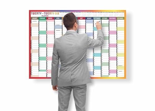 2026 Year Wall Planner A1 Uk Wall Calendar Yearly Planner Large Jan To Dec Full Year Planning Chart Student Family Home School Office Work Study Annual Poster Multi 59.5 x 84.1Cm (1Pc)(Folded)