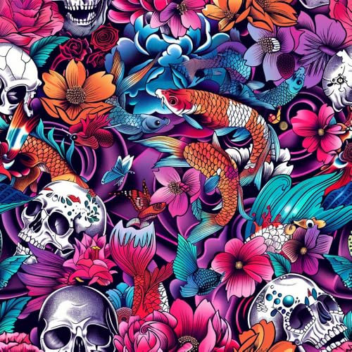 Klebefolie Möbelfolie Tapete Bunter Schmetterlings Schädel Blumen Mustertapete Klebefolie Möbel Tapete Kinderzimmer Muster Dekofolie Möbelfolie Selbstklebend Wand Tapeten Wohnzimmer Schrankfolie Kleb