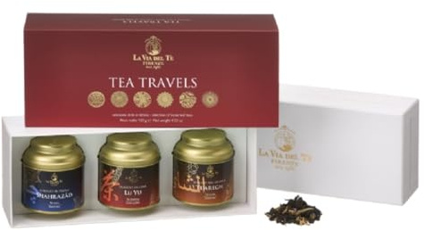 Confezione regalo - La via del Tè Firenze - Tea Travels in scatola regalo rossa con 3 lattine da 40 grammi