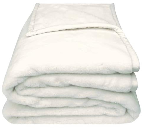 Zoeppritz The Blanket – Extra weiche Decke aus recyceltem Polyester, vegan, beidseitige Felloptik, Allergiker geeignet, Meander Design (Offwhite, 180x220cm)
