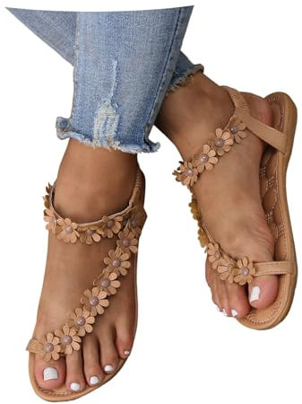 Zehentrenner,Orthopädische Sandalen Damen Elegant Coole Mit Fussbett Sandaletten Bequem Boho Flip Flops Flache Schuhe Slingback Weichen Flache Lässige Offene Zehentrenner Sommerschuhe Strandschuhe