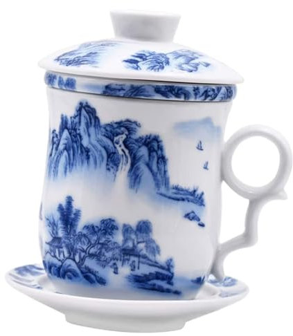 NAMOARLY 1juego Taza De Cerámica Para Té Filtro y Tapa De Estilo Chino Para Ceremonias De Té y Uso Diario Diseño Decorativo y Funcional