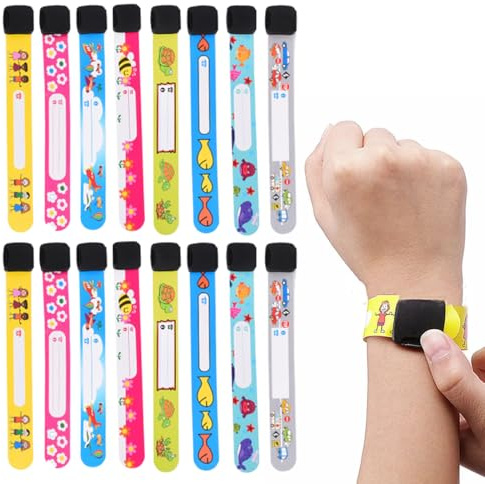 16Pack Pulsera Identificativa Niños, pulseras de seguridad para niños, pulseras antipérdida de emergencia para niños, reutilizables, impermeables, para actividades al aire libre para niños