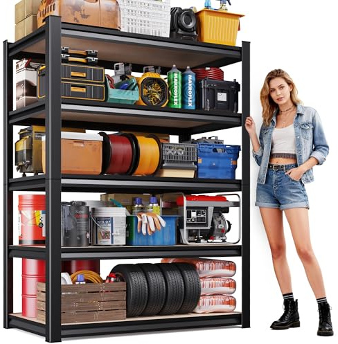 71H-35W Garage Shelving-2050LBS 5 Tier Storage Shelves,Adjustable Heavy Duty Metal Shelving Unit and Storage Large Rack,Utility Steel Shelf For Shop Warehouse Industrial Pantry Basement