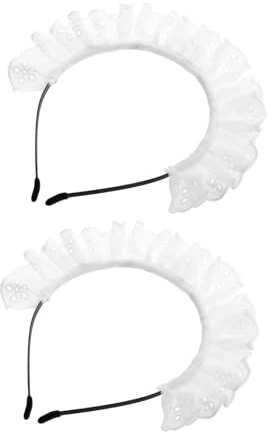 LALADEFIEE 2pièces Bandeau Dentelle Blanche pour Cheveux de Femme Coiffe Dentelle Délicate Accessoires Lolita pour Cosplay et Tea Party