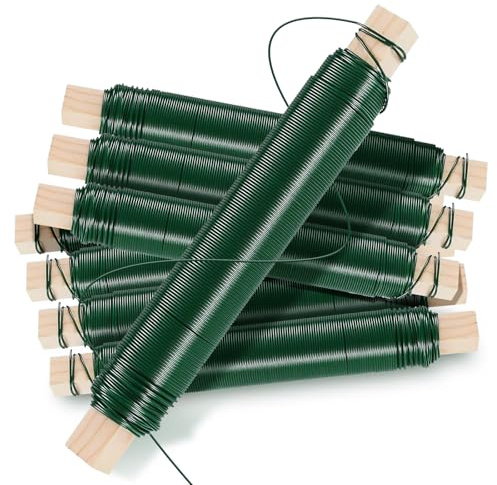 8 Stück Blumendraht Basteldraht Bindedraht Grün 0,65 mm x 35m Wickeldraht für die Herstellung von Blumen und Pflanzen, Rosen, Basteln, Adventskranz