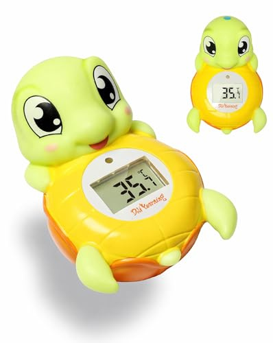 Badethermometer Baby Digital mit LED & °C/°F für Badewanne | Schildkröte Schwimmendes,BPA-frei,Badespielzeug,Wasserdicht,Genau ±0,5 °C